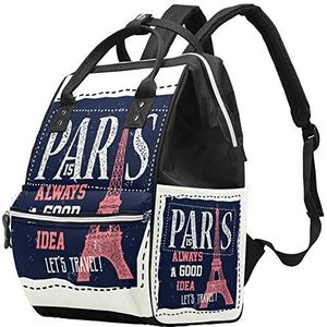 Multifunctionele grote baby luiertas rugzak luiertas reizen rugzak rugzak voor mama en papa,Parijs Frankrijk Vintage toeristische