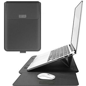 Wehilion Laptophoes 11 - 15,6 inch laptoptas PU hoes laptoptas waterdicht leren beschermhoes leren hoes met standfunctie
