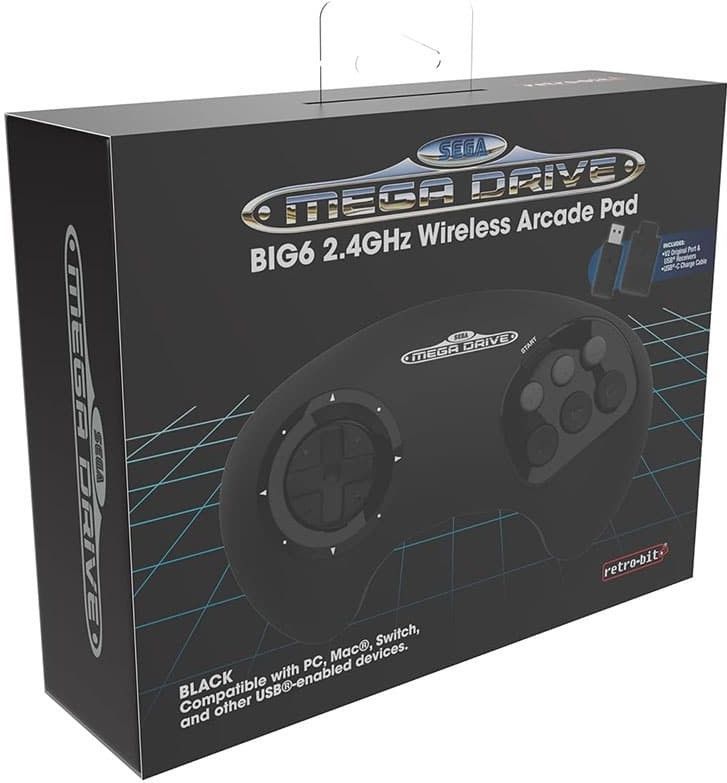 Retro-Bit - BIG6 - Gamecontroller - Zwart - Inclusief Draadloze USB-ontvanger
