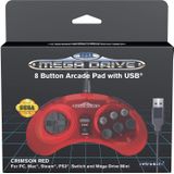Retro-Bit - Sega Mega Drive Controller - USB - Crimson Red - 8 Knoppen