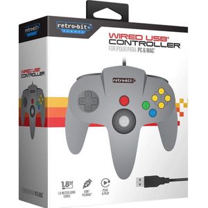 Retro-Bit - N64 USB Classic Controller - Grijs - 10 Knoppen - 1.8 m Kabel