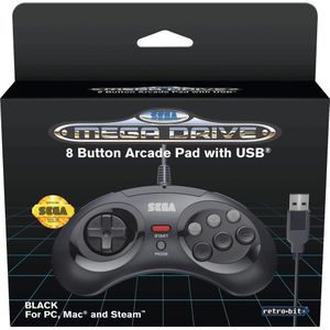 Retro-Bit - SEGA Mega Drive - USB Controller - Zwart