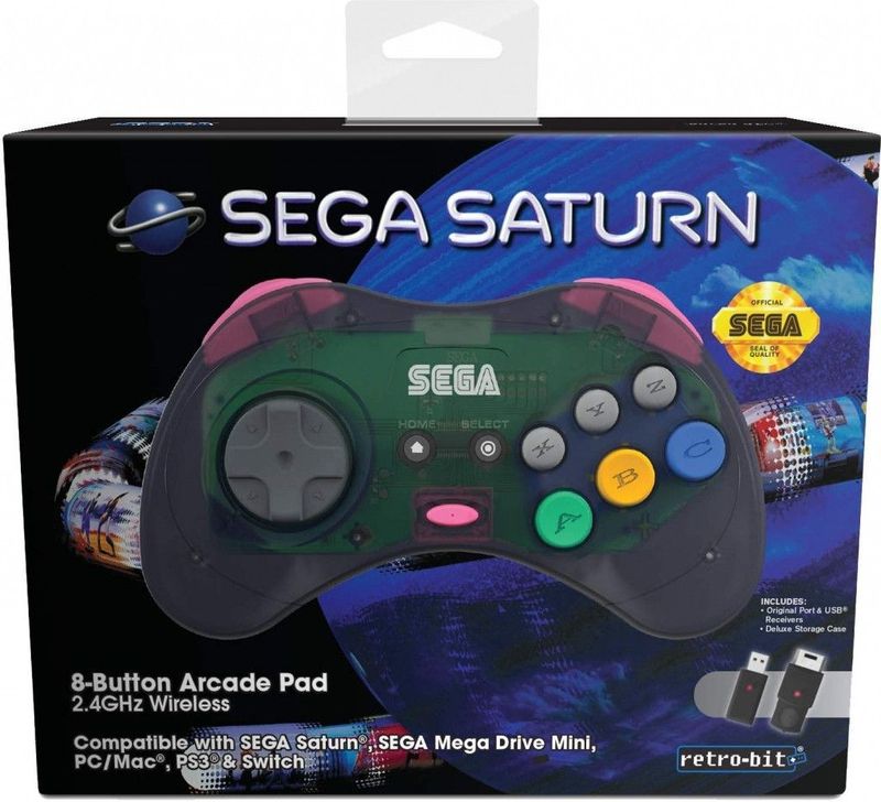 Sega - Draadloze Controller - Zwart - Compatibel met SEGA Saturn, PS3, Switch