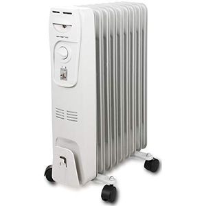 Emerio Olieradiator HO-105589, 2000 watt, 3 warmtestanden, handmatige thermostaatregelaar, verplaatsbaar door lichtlopende wielen, beveiliging tegen kantelen en oververhitting, optische bedrijfsindicator, kabelwikkeling