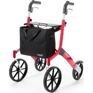 Let’s Go Out - Rollator - Lichtgewicht - Zwart - Kunstleer - Praktische Boodschappentas