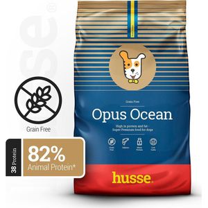 Husse Opus Ocean - Graanvrij Hondenvoer, Hondenbrokken zonder Granen, Glutenvrij Droogvoer Hond - Met Zalm & Aardappel - 12 kg