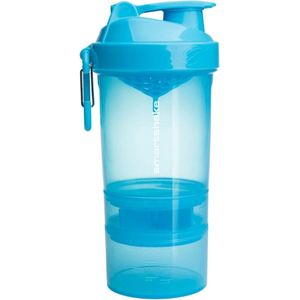 Smartshake Original 2Go Shaker Cup – Capacité de 600 ml avec rangement – Bouteilles à secouer protéinées, étanche et durable, sans BPA et DEHP, bleu fluo