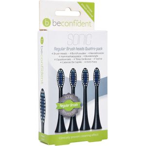 Beconfident Beconfident Regular Sonic 4-pack tandborsthuvud Svart, Soft-Medium