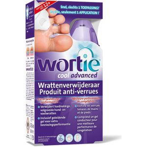 Wortie Advanced Wratten & Voetwratten verwijderaar. Speciale behandeling voor voet- & hardnekkige wratten. Inhoud; busje voor bevriezing wrat, tube geleidende gel en 6 beschermende schuimpleisters.