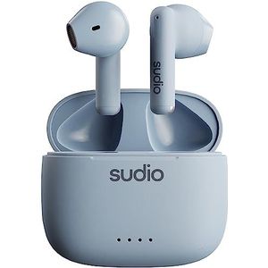 sudio A1 Blue, oordopjes met bluetooth, touch control met compacte draadloze oplaadschaal, IPX4-beschermd, geluidsdoorlatende hoofdtelefoon met geïntegreerde microfoon, premium kristalgeluid