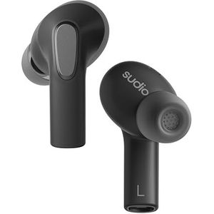Sudio E3 zwart, draadloze oordopjes met Bluetooth 5.3, hybride ANC, microfoon, AAC-codec, 30 uur speeltijd, draadloos opladen en USB Type-C opladen, IPX4 spatwaterdicht