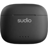 sudio A1 Midnight Black, oordopjes met Bluetooth, Touch Control met compacte draadloze oplaadschaal, IPX4-beschermd, geluidsdoorlatende hoofdtelefoon met geïntegreerde microfoon, premium kristalgeluid