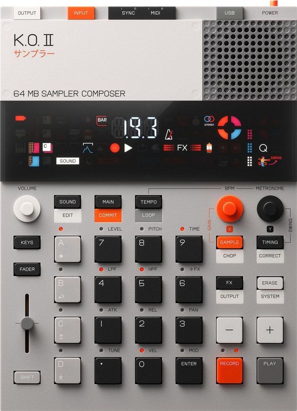 Teenage Engineering EP-133 K.O. II sampler, drummachine en sequencer met ingebouwde microfoon en effecten