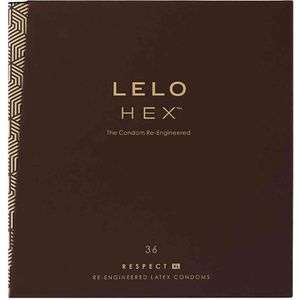 LELO HEX Respect, XL-formaat, Luxe Condooms, Dun maar Sterk Latexcondoom, Voorzien van Glijmiddel, 36 condooms