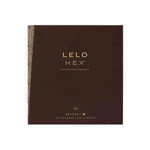 LELO HEX Respect, XL-formaat, luxe condooms met een unieke hexagonale structuur, dun maar sterk latexcondoom, bevochtigd (36 stuks)