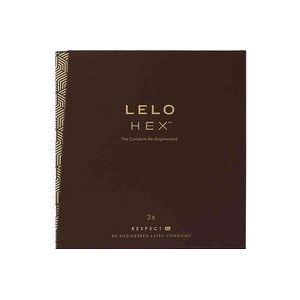 LELO HEX Respect, XL-formaat, Luxe Condooms, Dun maar Sterk Latexcondoom, Voorzien van Glijmiddel, 36 condooms
