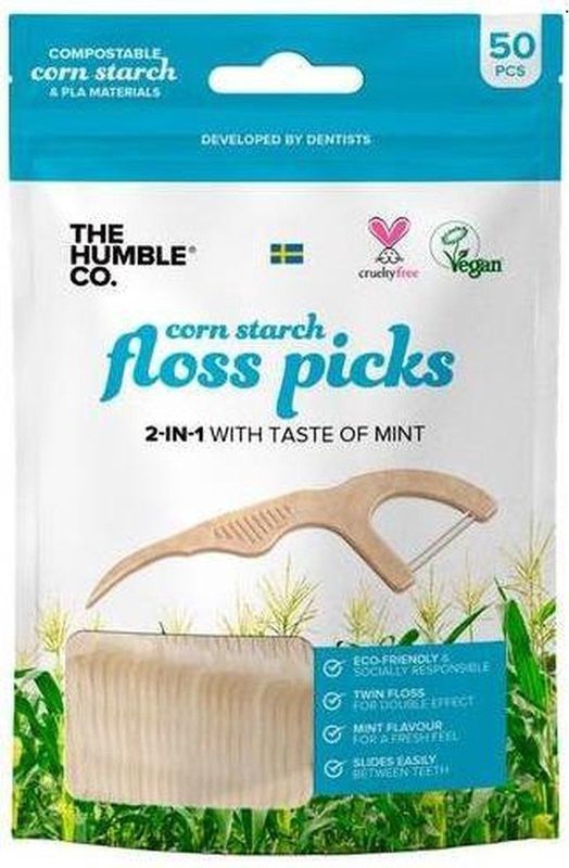 The Humble Co. Floss Pick - 2-in-1 - Dubbele Draad - Biologisch Afbreekbaar - Vegan