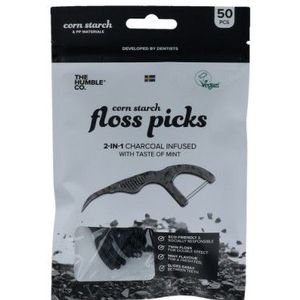 The Humble Co. Floss Picks Dentale Tandenstokers Charcoal 50 st