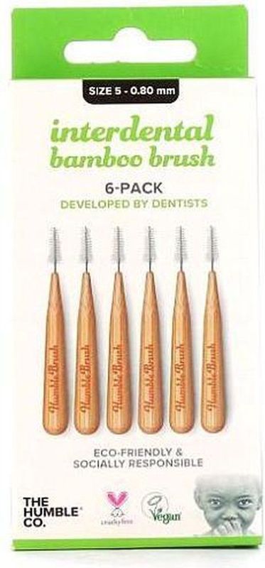 Humble Interdental Bamboe tanden rager borsteltje 6 st - Groen - 0.80 mm