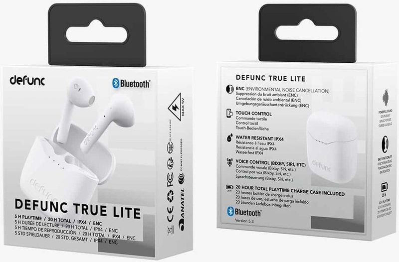 Defunc - True Lite - Draadloze Oordopjes - White - Bluetooth