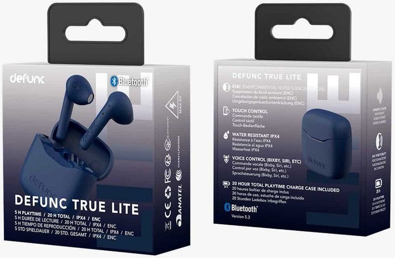 Defunc - True Lite - Draadloze Oordopjes - Blue - Bluetooth Met ENC