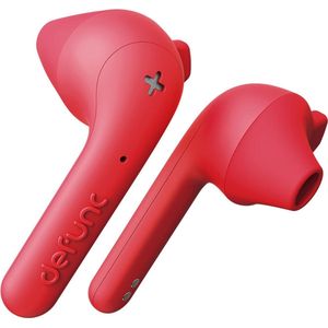 DEFUNC True Basic IPX4 waterdichte Bluetooth 5.0 draadloze in-ear hoofdtelefoon met geïntegreerde microfoon, automatische koppeling in één stap, lange speeltijd en oplaadhoes (rood)