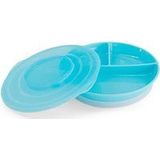 Twistshake Divided Plate bord met vakjes met dop Blue 6 m+ 1 st