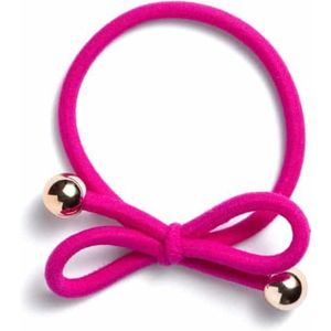 Ia Bon Hair Tie With Gold Bead Hot Pink