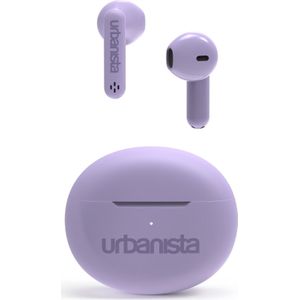 Urbanista Bluetooth 5.3 draadloze hoofdtelefoon, IPX4 in-ear hoofdtelefoon, hoofdtelefoon met twee microfoons, 20 uur speeltijd, touch-bediening, TWS USB C oplaadcase, Austin, paars