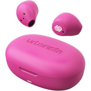 Urbanista Lisbon True Wireless Bluetooth-hoofdtelefoon, compact, met touch-bediening, 27 uur speeltijd, oplaadcase, spraakassistent, blozend roze
