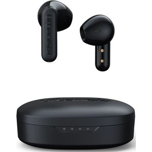 Urbanista Copenhagen True Bluetooth 5.2 draadloze hoofdtelefoon met aanraakbediening en ruisonderdrukkende microfoon, 32 uur totale afspeeltijd, USB C oplaadcase, IPX4 waterdicht, nachtzwart