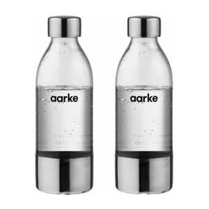 aarke AASPB1-STEEL 2-pack Flessen voor Bruiswatermaker Carbonator 3, BPA-vrij, met details in Staal (450ml) Steel