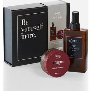 Nõberu of Sweden - Styling Set N°103 Amalfi - Cadeaudoos - Salt Water Spray - Cream Pomade – Geschenkdoos - Cadeau Voor Man - Kerst