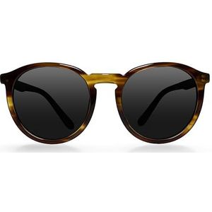 Carlheim Dames donkere lens UV400 Mona zonnebril, gepolariseerde glazen, bruin, vierkant, zwart, 133mm