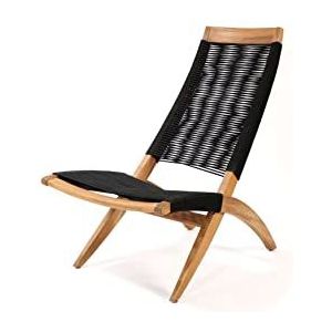 Venture Home Little John W/O armrest Lounge Chair - Black Rope/Acacia, KD versie. WO Kussen