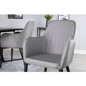 Venture-Home-Eetkamerstoelen-2-st-Comfort-polyester-zwart-en-grijs