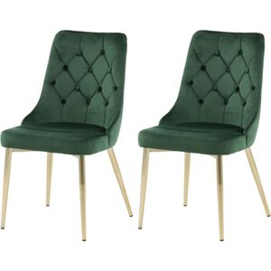 Velvet Deluxe Chair - Mosgroen/mat messing been