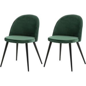 Venture Home Eetkamerstoelen 2 st Velvet Fluweel Zwart/Groen