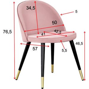 Venture-Home-Eetkamerstoelen-2-st-messing-fluweel-zwart-oudroze