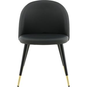 Venture Home Eetkamerstoelen 2 st Velvet Leer-Look Zwart/Messing