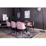 Venture Home Eettafel 18090cm-Black Veneer Legs w dipp, Zwart|Messing, One Size