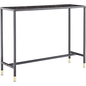 Dipp sidetable 30x100 cm glas zwart marmor decor.