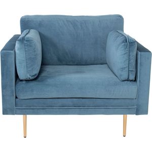 Boom fauteuil velours blauw.