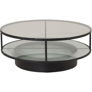 Falsterbo salontafel met plank Ø100 cm glas.