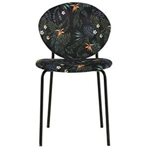 Vault Dining Chair - Black legs - Black Flower Printed Fabric