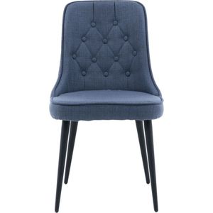 Velvet Deluxe Dining Chair - Black Legs - Blue Fabric