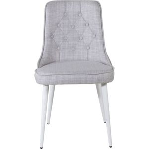 Velvet Deluxe Dining Chair - White Legs - Light Grey Fabric