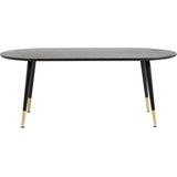 Dipp Sofa Table - Black Veneer - Black Legs w Brass dipp