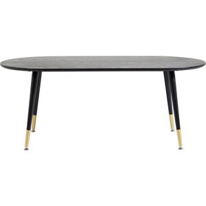 Dipp Sofa Table - Black Veneer - Black Legs w Brass dipp