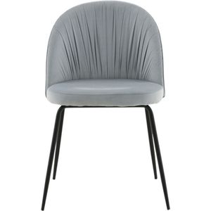 Wrinkles Dining Chair - Black Legs - Grey Velvet